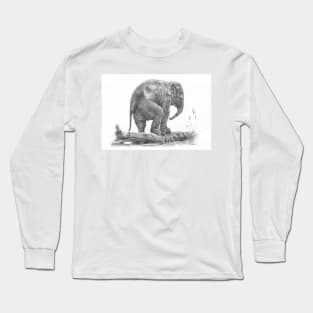 The Little Big Man - Elephant calf pencil drawing Long Sleeve T-Shirt